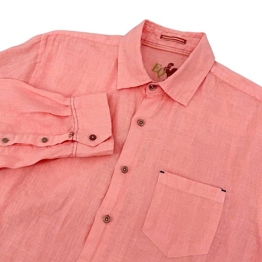 EQ Mens Medium Linen Button Down Shirt Long Sleeve Beach Coastal Vacation Luxury